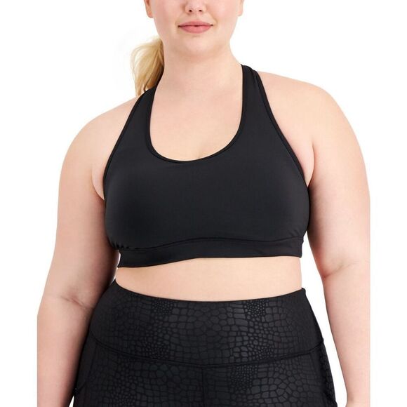 ID Ideology Womens Performance Plus Size Medium Impact Sports Bra Black 1X - Picture 1 of 3